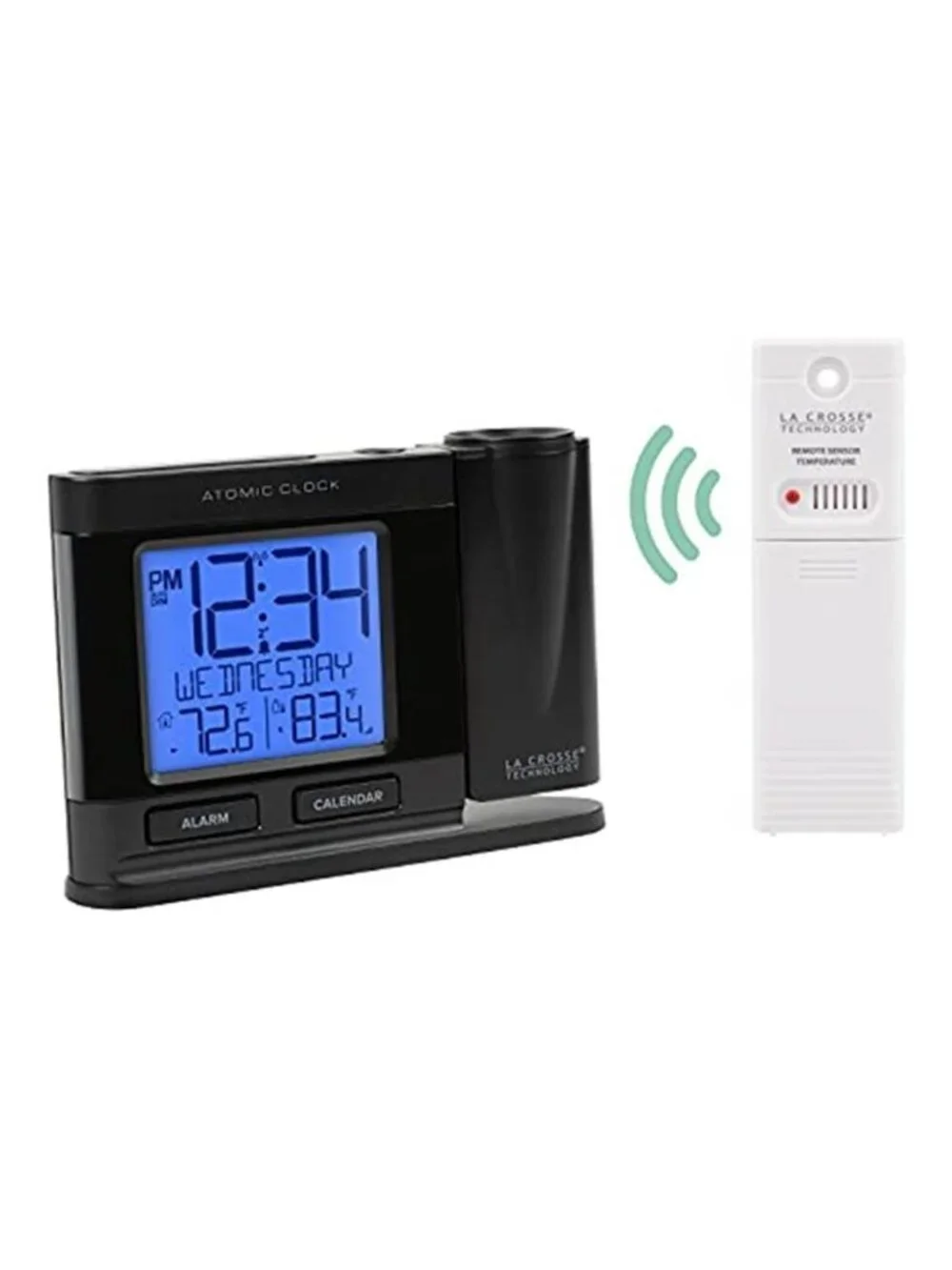 Digital Projection Alarm Clock Indoor Outdoor Temperature Atomic Wireless Sensor